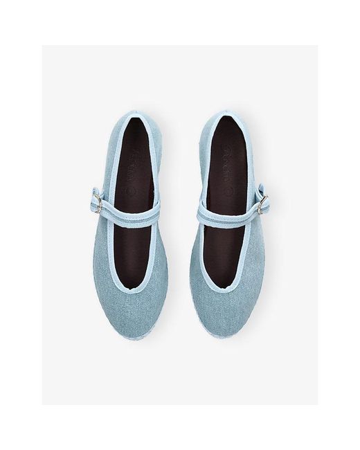 Flabelus Blue Pierre Denim Mary Jane Flats