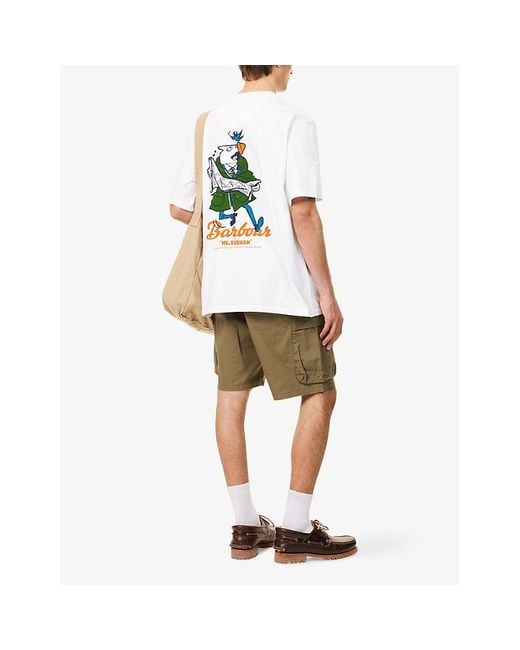 Barbour White Regence Graphic-Print Cotton T-Shirt for men
