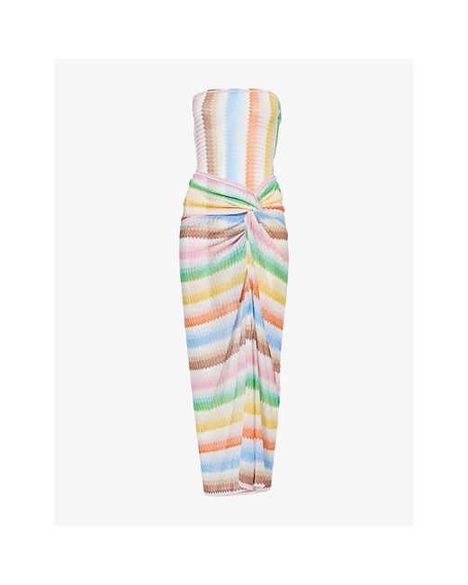 Missoni White Bandeau Ruched Knitted Cover-Up