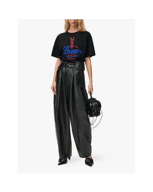 Loewe Black Brand-Print Relaxed-Fit Woven T-Shirt