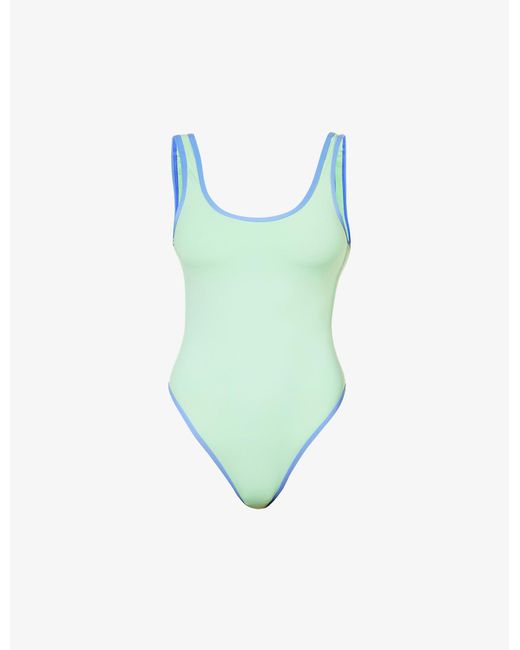 WeWoreWhat Piped Square-neck Swimsuit in Blue | Lyst UK