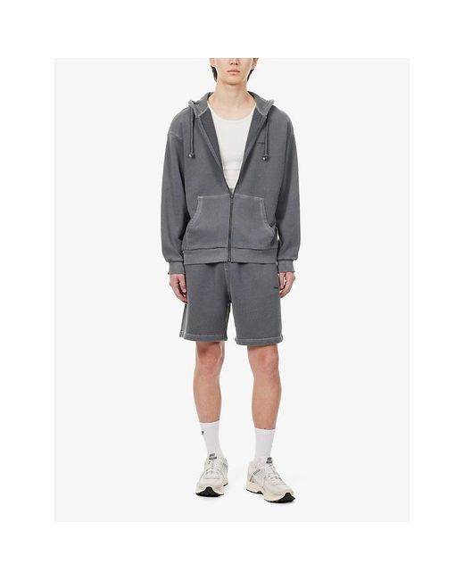 GYMSHARK Gray Everywear Comfort Logo-embossed Zip-fastened Cotton-jersey Hoody for men