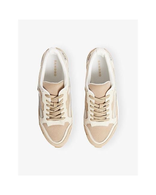 Sandro Natural Flame Suede And Mesh Trainers