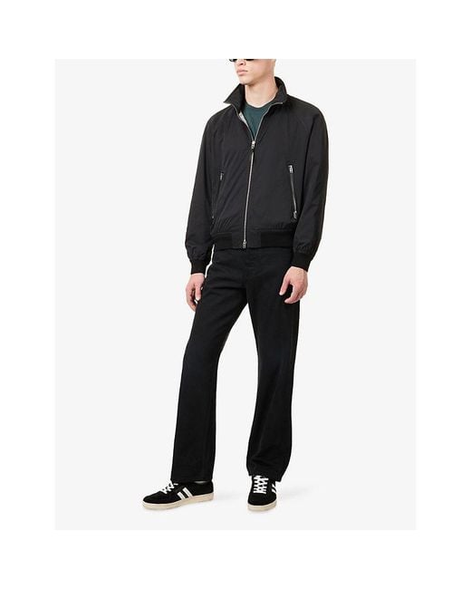 Tom Ford Blue Techno Stand-Collar Shell Bomber Jacket for men