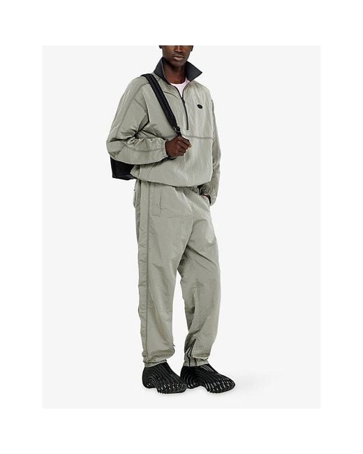 DIESEL Green Half-Zip Crinkle Nylon Jacket for men
