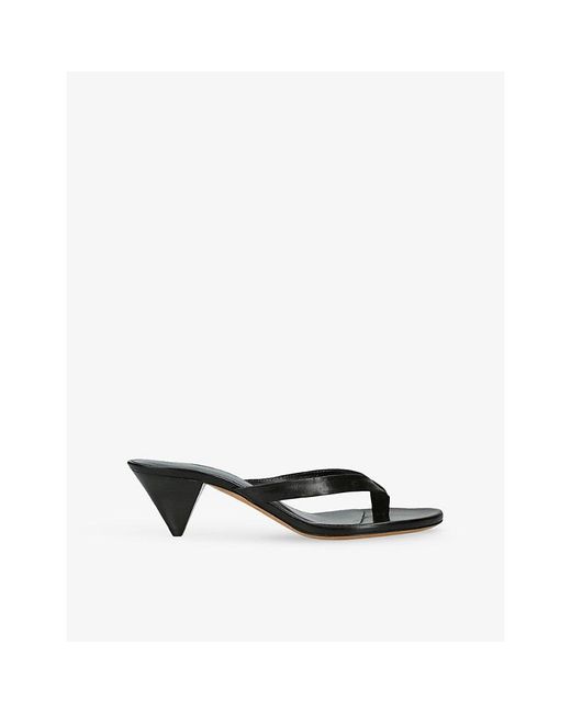Jude Black Rooty Leather Heeled Sandals