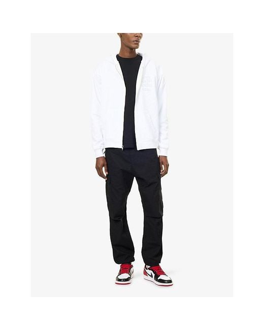 ANTI SOCIAL SOCIAL CLUB White Rhinestone-Embellished Zip-Up Cotton- Jersey Hoody for men