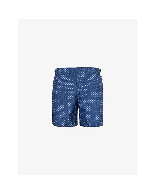 Orlebar Brown Blue Bulldog Mid-Length Polka-Dot Print Swim Shorts for men