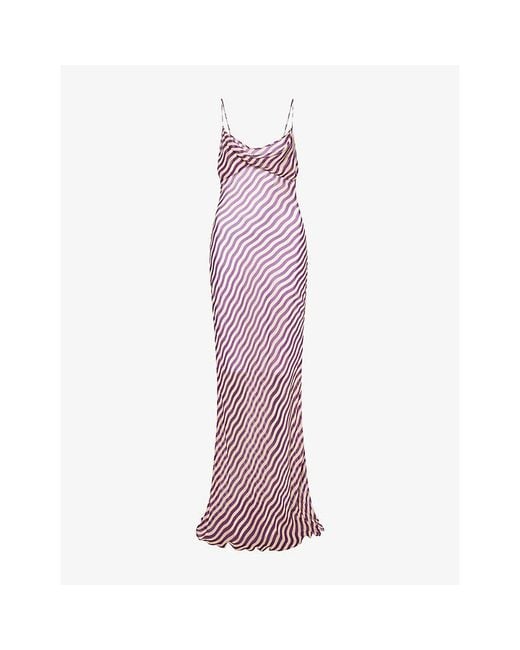 Rat & Boa Purple Assisi Striped Sheer Maxi Dress