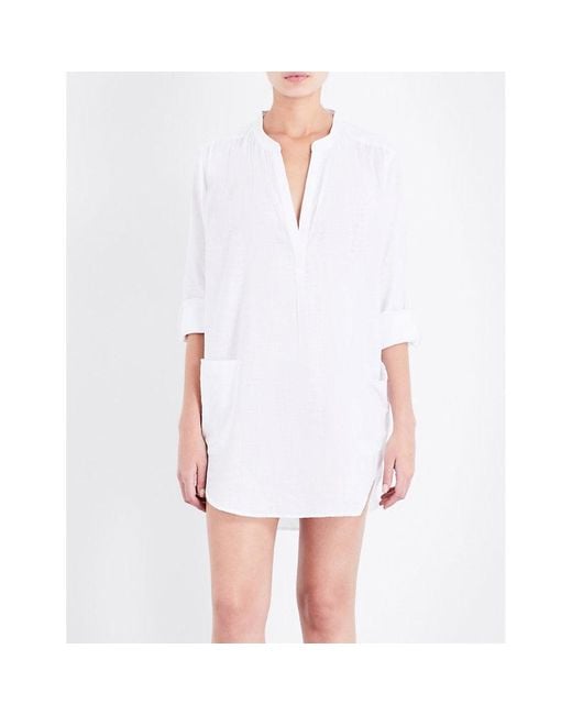 Seafolly White Boyfriend Cotton Beach Shirt