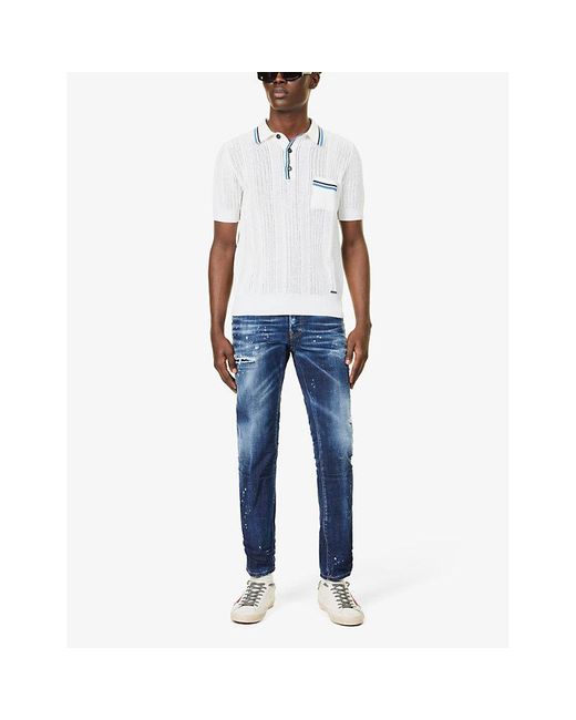DSquared² Vy Blue Regular-fit Mid-rise Tapered-leg Stretch-denim Jeans for men