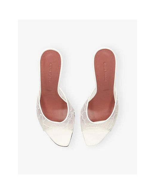 AMINA MUADDI White Alexa 95 Lace Heeled Mules
