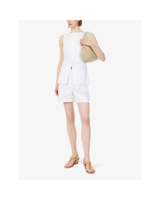Theory White Fluid Pleat Woven Shorts