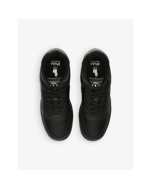 Polo Ralph Lauren Black Masters Court Embroidered-pony Leather Trainers for men