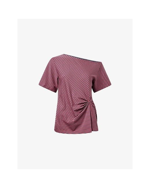 Damson Madder Purple Reece Striped Stretch-Cotton Top
