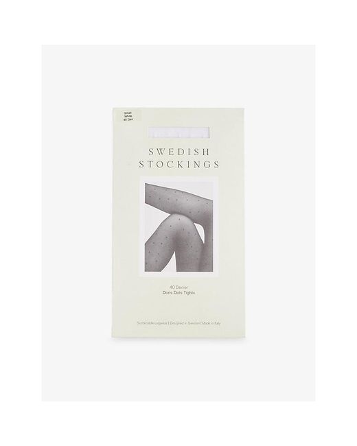 Swedish Stockings White Doris Dot 40-Denier Tights