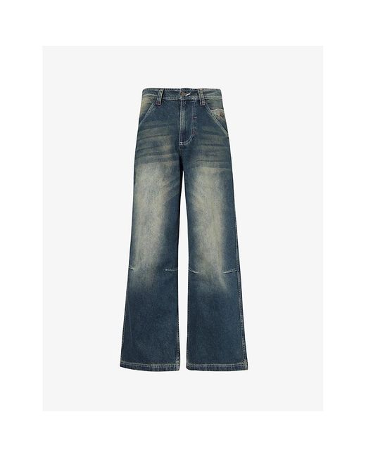 Jaded London Blue Colossus Brand-appliquéd Relaxed-fit Jeans for men