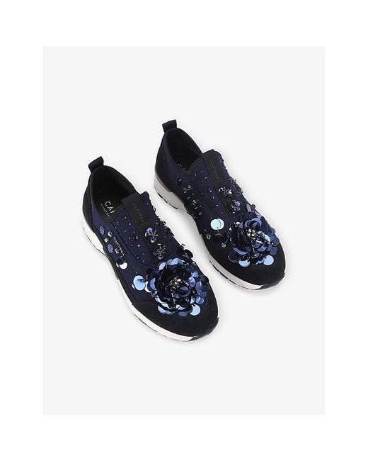 Carvela Kurt Geiger Blue Tempo Flower Mesh Trainers