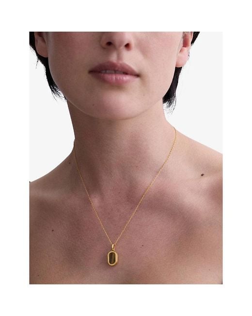 Astley Clarke Metallic X Laura Jackson Oval 18Ct-Plated 925 Sterling And Tiger's Eye Locket Necklace
