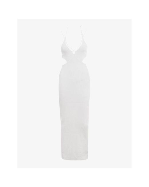 Mistress Rocks White Cut-Out Slim-Fit Stretch-Knit Maxi Dress