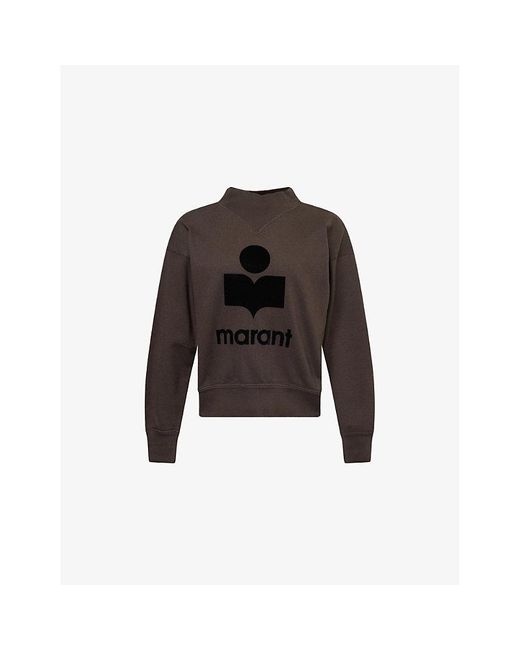 Isabel Marant Black Moby Flocked-Logo Cotton-Blend Sweatshirt