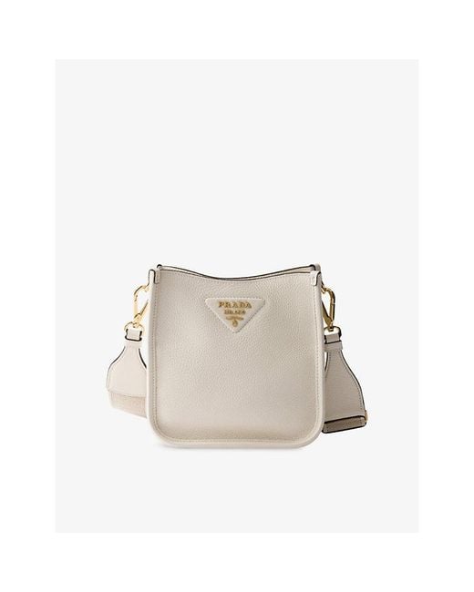 Prada Natural Triangle-Patch Leather Mini Shoulder Bag