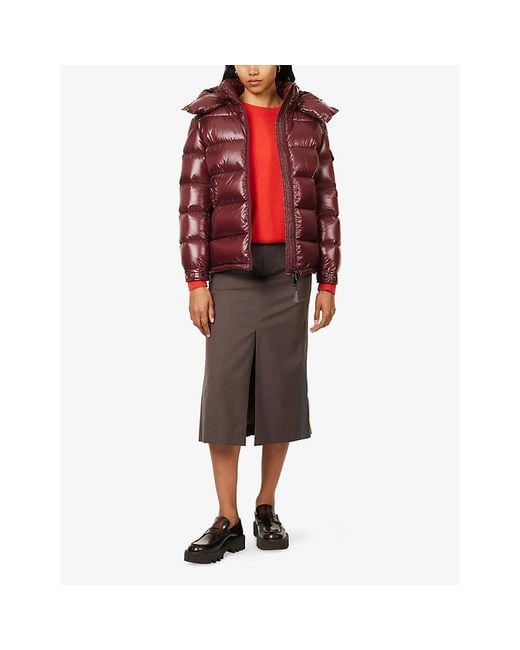Moncler Red Maire Quilted Shell-Down Jacket