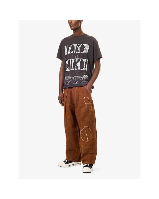 STORY mfg. Brown Lush Wide-Leg Cotton Trousers for men