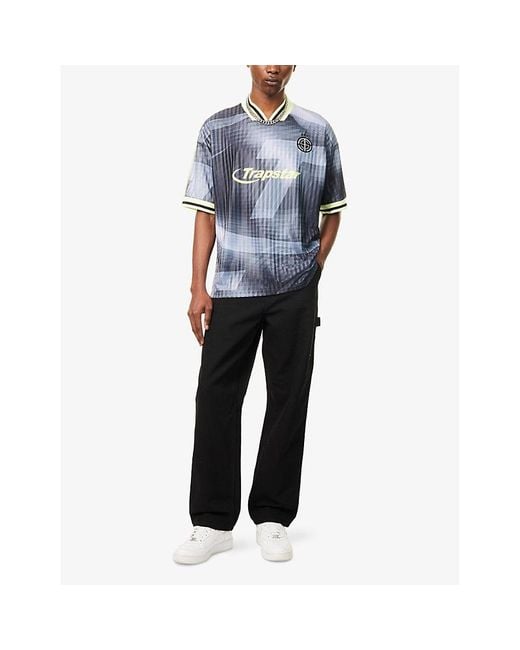 Trapstar Blue Hyperdrive Graphic-Print Woven Top for men