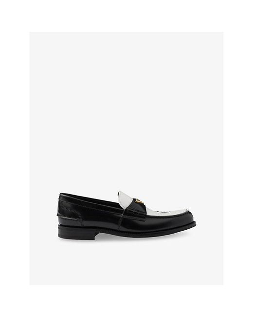 Prada Black Brand-Plaque Two-Toned Leather Loafers for men