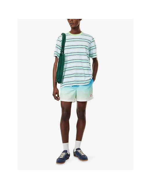 Casablanca Blue Stripe Classic Cotton T-Shirt for men
