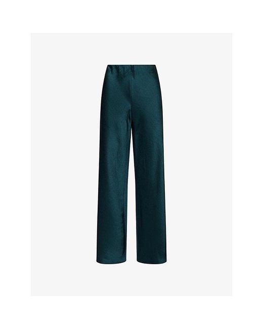 Vince Blue Fluid Satin Wide-Leg Trousers
