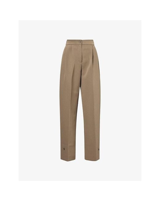 Frankie Shop Natural Doyer Pleated Woven Trousers