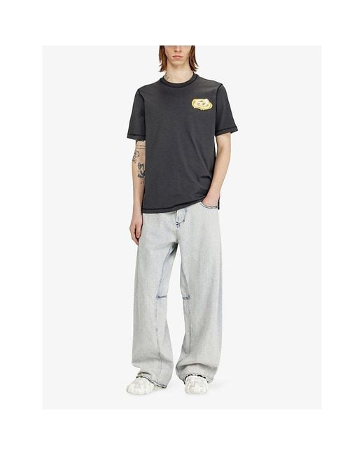 DIESEL Black T-Adjust-V7 Branded-Print Cotton-Jersey T-Shirt for men