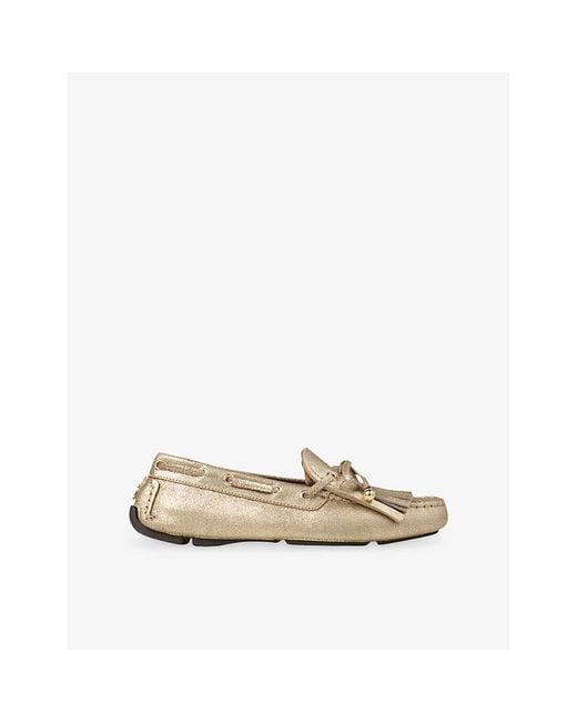 Jimmy Choo Natural Manon F Metallic Reverse Suede Loafers
