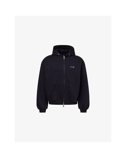 Cole Buxton Blue Surf Embroidered-Logo Cotton Hoodie for men