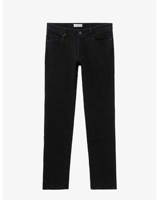 IKKS Black Lemmy Fleece-lined Slim-fit Stretch-denim Jeans for men