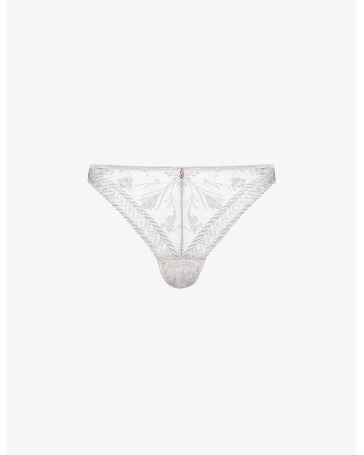 Aubade White Magnetic Spell Mid-rise Stretch-lace Thong