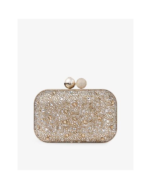 Jimmy Choo Natural Cloud Clutch Embellished Satin Cutch Bag