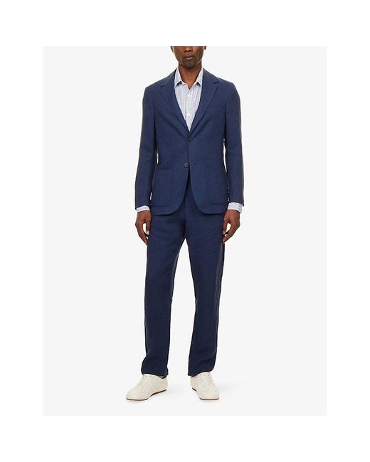 Sunspel Blue Single-Breasted Linen Blazer for men