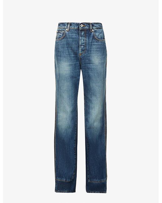 Loewe Blue Logo-embroidered Mid-rise Wide-leg Jeans