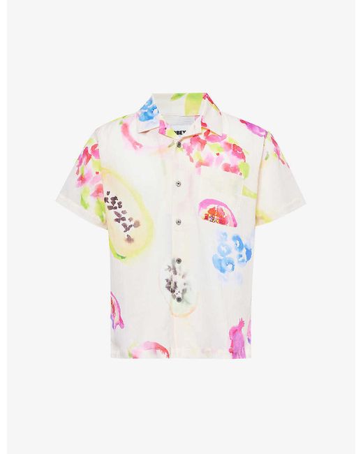 Obey White Soft Fruits Abstract-pattern Cotton Shirt for men