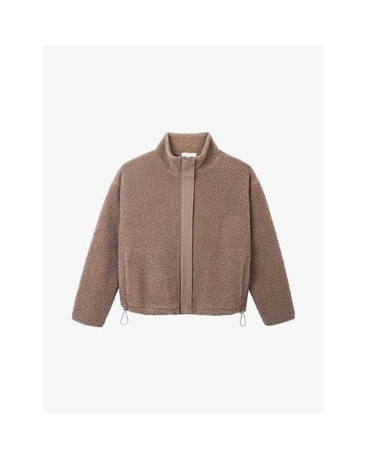 The White Company Brown High-Neck Relaxed-Fit Borg Jacket