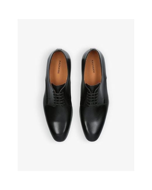 Magnanni Shoes Black Contemporary Leather Derby Shoes for men