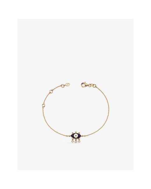 La Maison Du Couturier Metallic Selda Evil Eye Navy14Ct Rose- And Diamond Bracelet