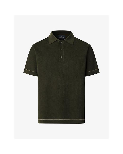 Hackett Green Contrast-Trim Regular-Fit Cotton Polo Shirt for men