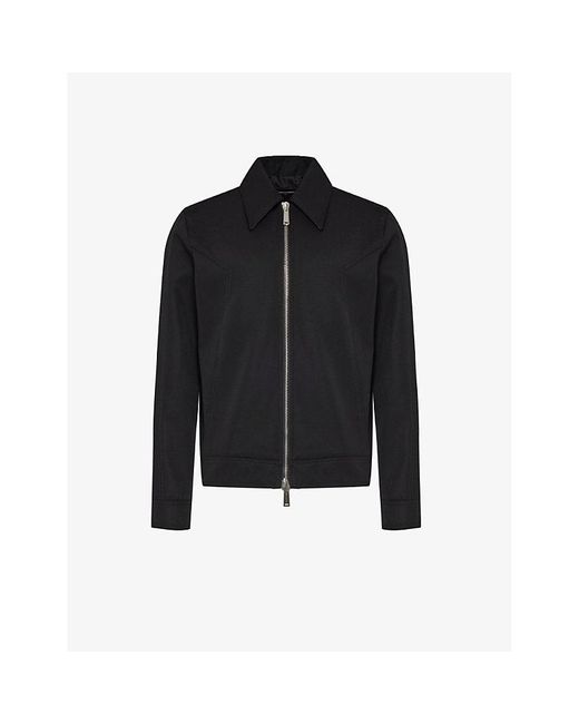 DSquared² Black Point-collar Boxy-fit Twill Jacket for men