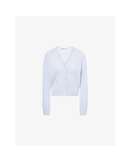 Victoria Beckham Blue V-Neck Knitted Wool And Cashmere Cardigan