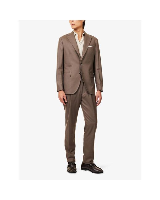 Eleventy Brown Peak-Lapel Straight-Leg Corduroy Suit for men