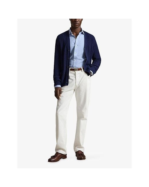 Polo Ralph Lauren Blue Logo-Embroidered Perfect-Fit Cotton-Blend Shirt for men